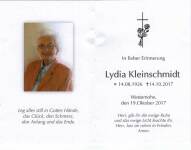 Sterbebildchen Lydia Kleinschmidt